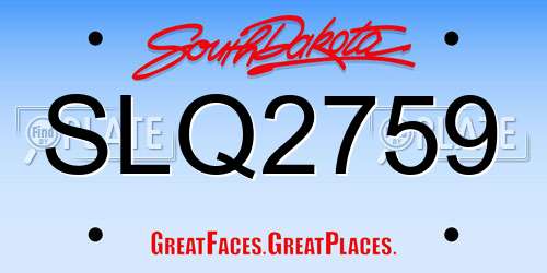 SLQ2759 South Dakota License Plate