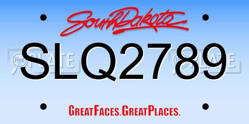 SLQ2789 South Dakota License Plate