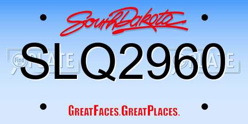 SLQ2960 South Dakota License Plate