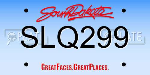 SLQ299 South Dakota License Plate
