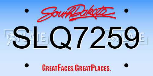 SLQ7259 South Dakota License Plate