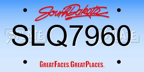 SLQ7960 South Dakota License Plate
