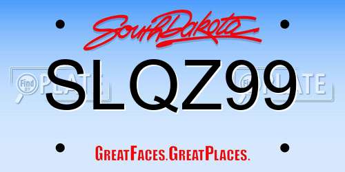 SLQZ99 South Dakota License Plate
