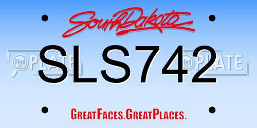 SLS742 South Dakota License Plate