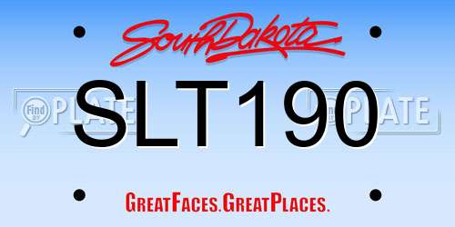 SLT190 South Dakota License Plate