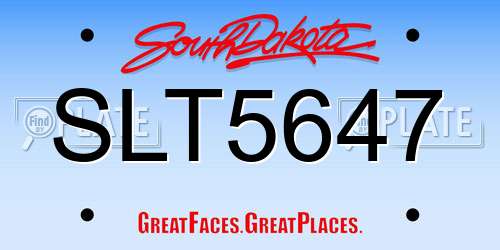 SLT5647 South Dakota License Plate