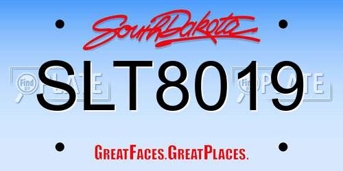SLT8019 South Dakota License Plate