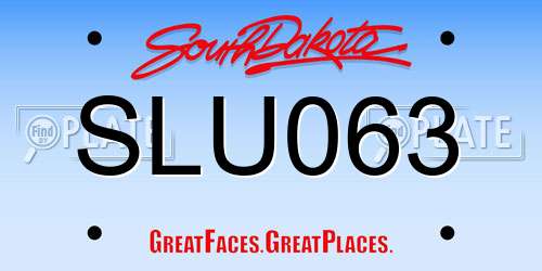 SLU063 South Dakota License Plate