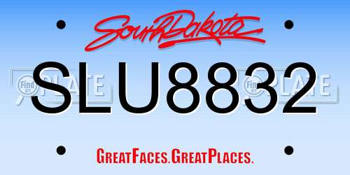 SLU8832 South Dakota License Plate