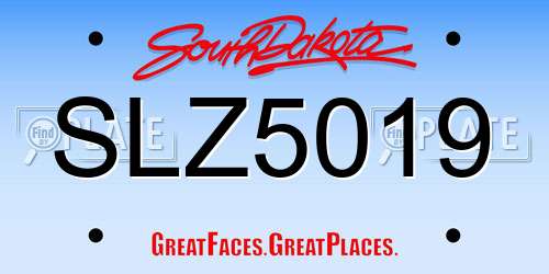 SLZ5019 South Dakota License Plate