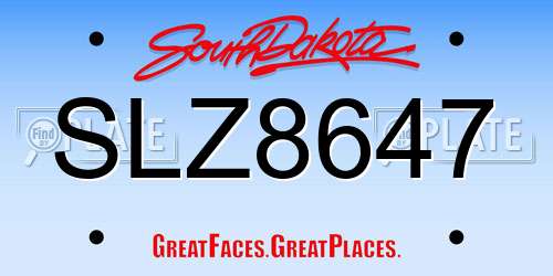 SLZ8647 South Dakota License Plate