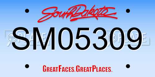 SM05309 South Dakota License Plate