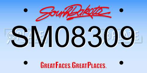 SM08309 South Dakota License Plate