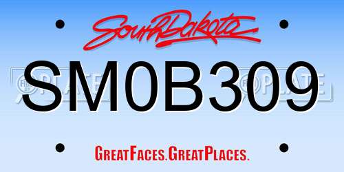 SM0B309 South Dakota License Plate