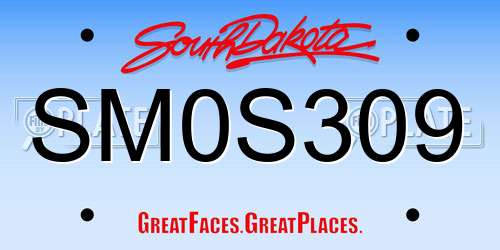 SM0S309 South Dakota License Plate