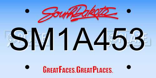 SM1A453 South Dakota License Plate