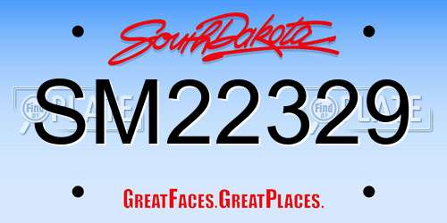 SM22329 South Dakota License Plate