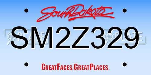 SM2Z329 South Dakota License Plate
