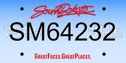 SM64232 South Dakota License Plate