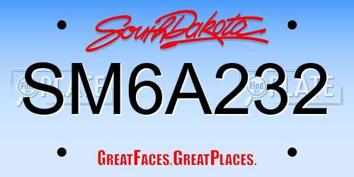 SM6A232 South Dakota License Plate