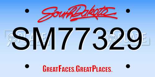 SM77329 South Dakota License Plate