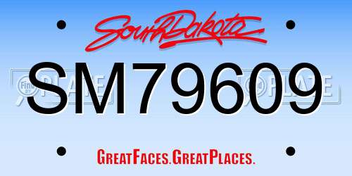 SM79609 South Dakota License Plate