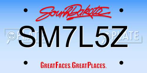 SM7L5Z South Dakota License Plate