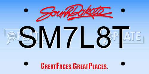 SM7L8T South Dakota License Plate