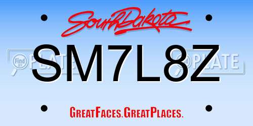 SM7L8Z South Dakota License Plate