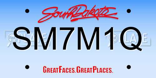 SM7M1Q South Dakota License Plate