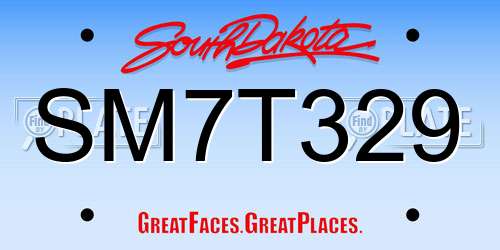 SM7T329 South Dakota License Plate