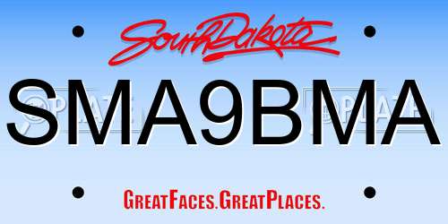 SMA9BMA South Dakota License Plate