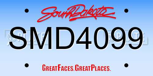 SMD4099 South Dakota License Plate