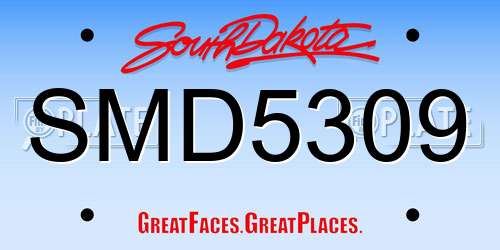 SMD5309 South Dakota License Plate