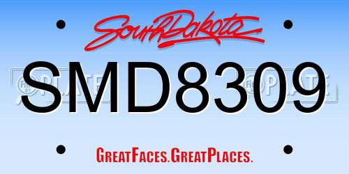 SMD8309 South Dakota License Plate