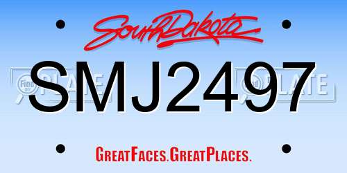SMJ2497 South Dakota License Plate
