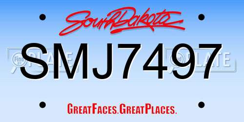 SMJ7497 South Dakota License Plate