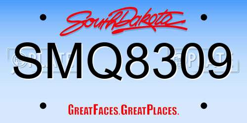 SMQ8309 South Dakota License Plate