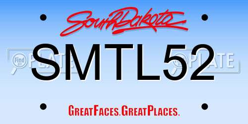 SMTL52 South Dakota License Plate