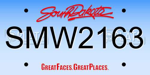 SMW2163 South Dakota License Plate