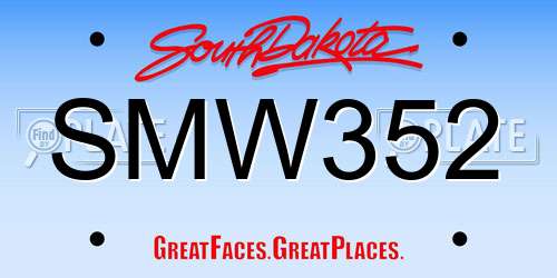 SMW352 South Dakota License Plate