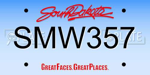 SMW357 South Dakota License Plate