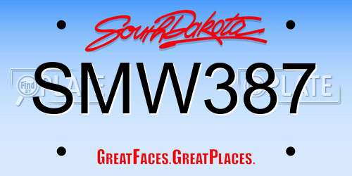 SMW387 South Dakota License Plate