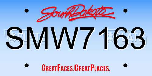 SMW7163 South Dakota License Plate