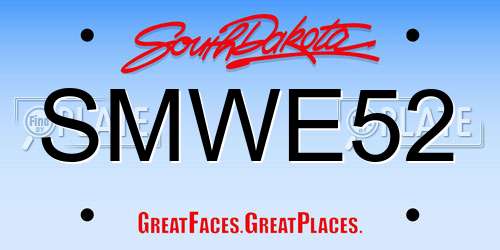 SMWE52 South Dakota License Plate