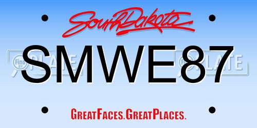 SMWE87 South Dakota License Plate