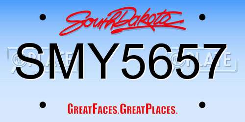 SMY5657 South Dakota License Plate