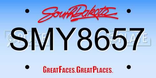 SMY8657 South Dakota License Plate