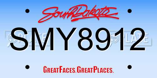 SMY8912 South Dakota License Plate