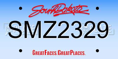 SMZ2329 South Dakota License Plate